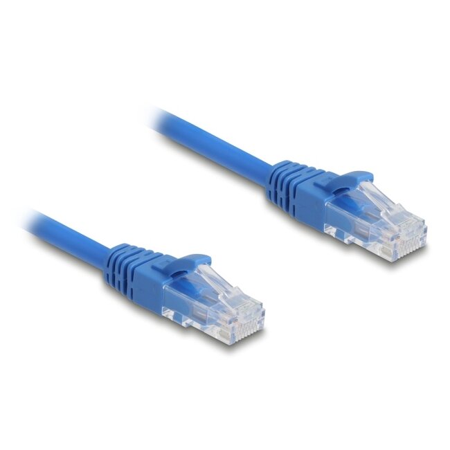 Delock RJ45 Coiled Cable plug to plug Cat.6 UTP 1.3 m to 3.3 m blue