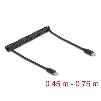 DeLOCK Delock USB 2.0 Type-C™ Coiled Cable male to male 0.45 m to 0.75 m black