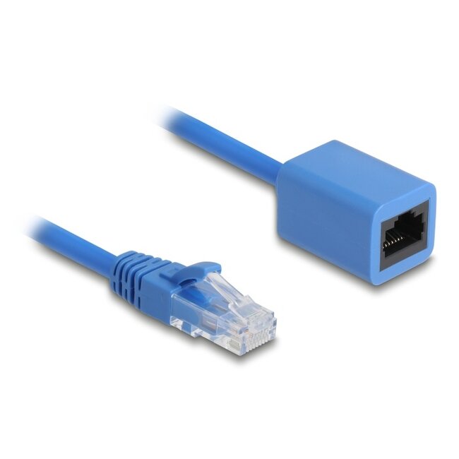 Delock RJ45 Coiled Cable plug to jack Cat.6 UTP 0.8 m to 1.8 m blue