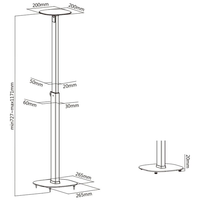 My Wall luidspreker statief set | tot 10 kg | 73 - 117 cm hoog | zwart