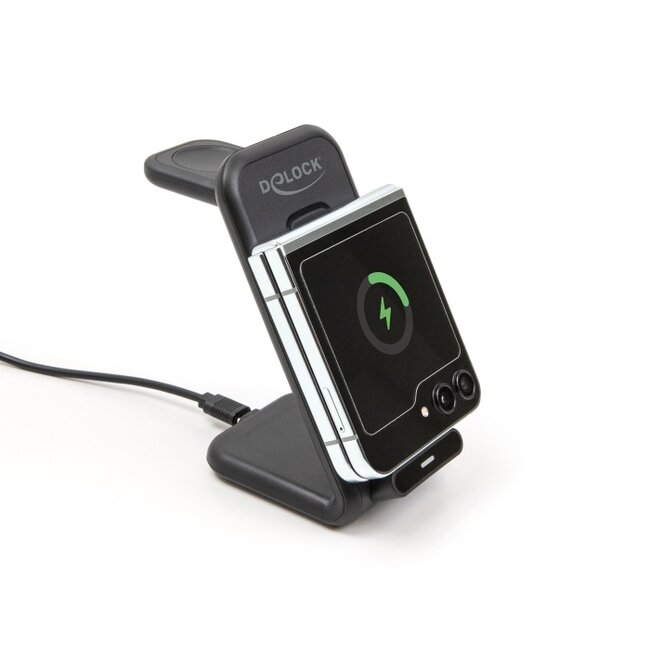 Delock Wireless Charger 3 in 1 with 2 Charging Coils 5 W / 5 W / 15 W