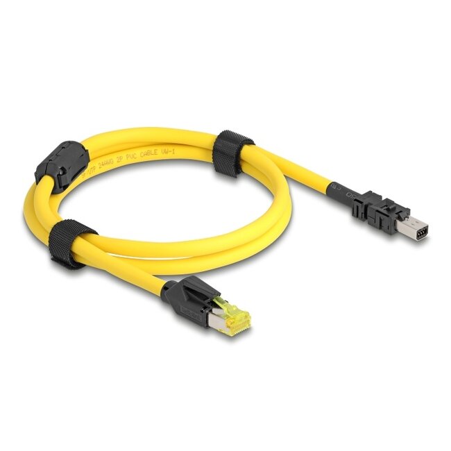 Delock Cable RJ45 plug Cat.6 to Mini I/O 8 pin D-shape type 2 plug 1 m yellow