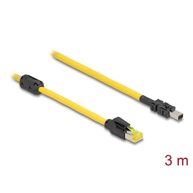 Delock Cable RJ45 plug Cat.6 to Mini I/O 8 pin D-shape type 2 plug 3 m yellow