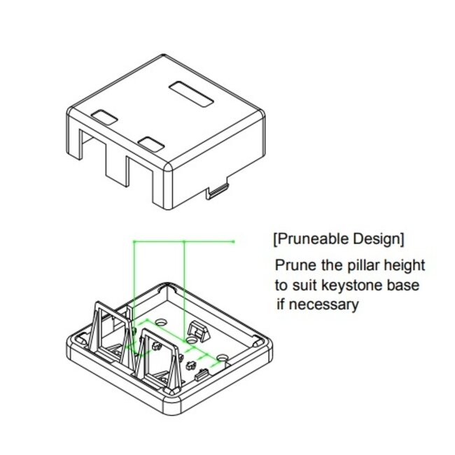 Uitvoerdoos | voor 2 Keystone modules | wit