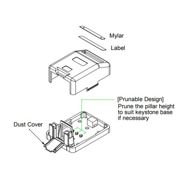 Uitvoerdoos met afsluitcover | voor 1 Keystone module | wit