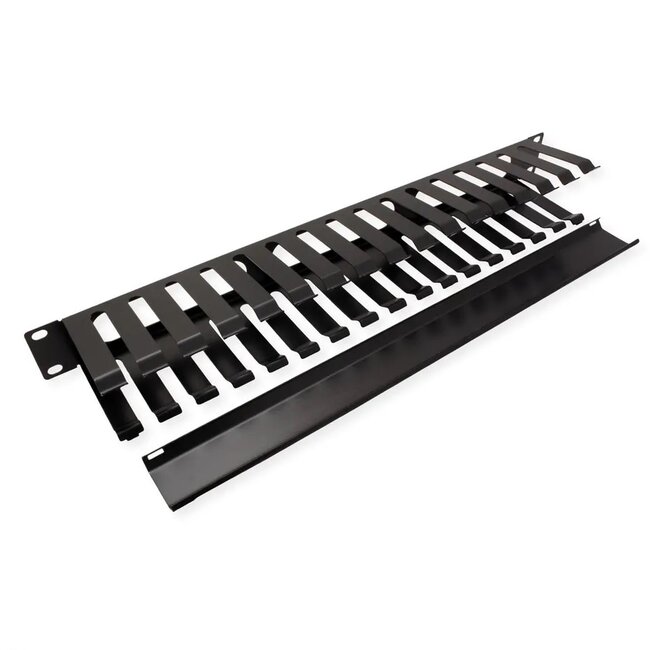 19 inch kabelrangeerkanaal | 80 mm diep | 1U | zwart