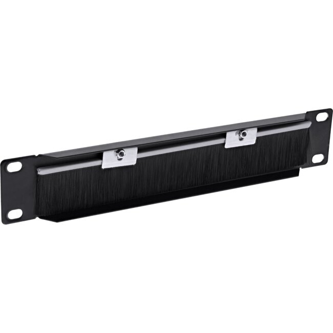 10 inch doorvoerpaneel met borstel | 1U | zwart