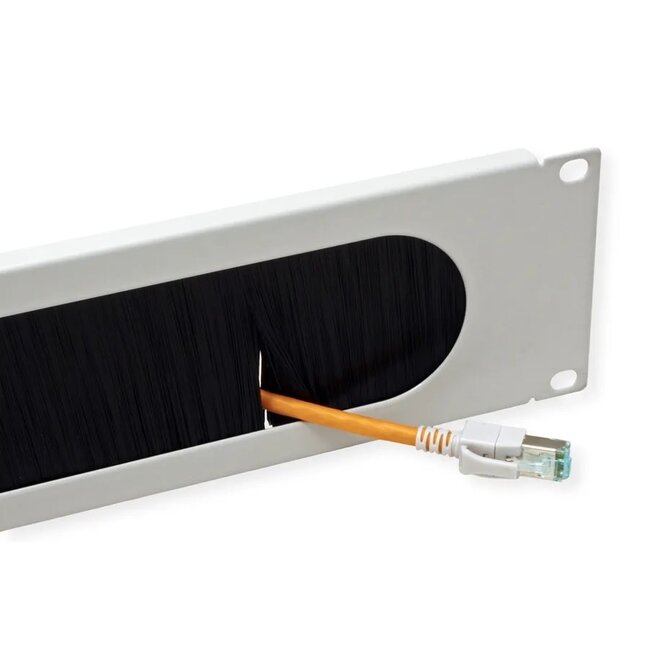 19 inch doorvoerpaneel met borstel | 2U | grijs