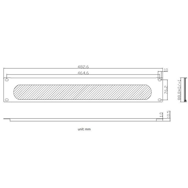 19 inch doorvoerpaneel met borstel | 2U | grijs