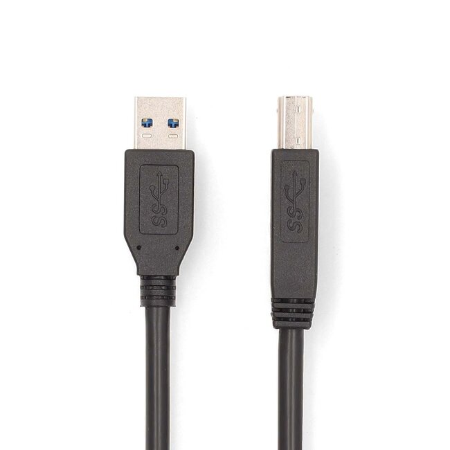 Nedis USB-A - USB-B kabel | USB3.0 5 Gbps | tot 2A | zwart | 2 meter