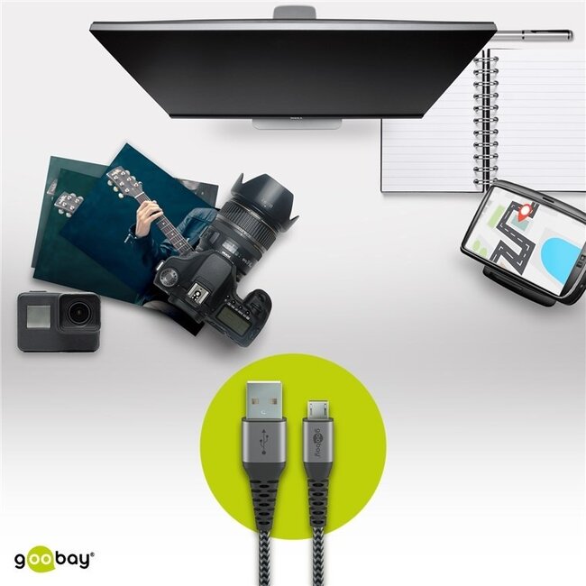 Goobay Micro USB - USB kabel | USB2.0 | tot 3A | nylon | 2 meter