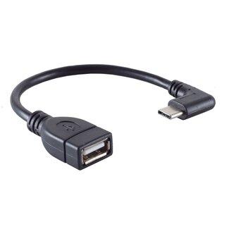 S-Impuls USB-C (m) - USB-A (v) haaks (links/rechts) adapter | USB2.0 | OTG | zwart | 0,15 meter