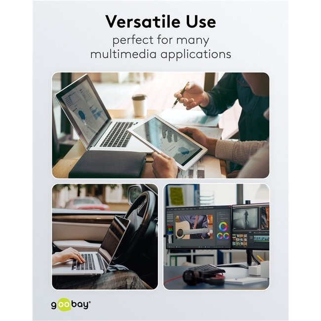 Goobay USB-C - USB-A Supersoft Textile kabel | USB2.0 | PD 60W | zwart | 0,50 meter