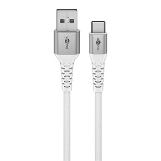 Goobay Goobay USB-C - USB-A Supersoft Textile kabel | USB2.0 | PD 60W | wit | 0,50 meter