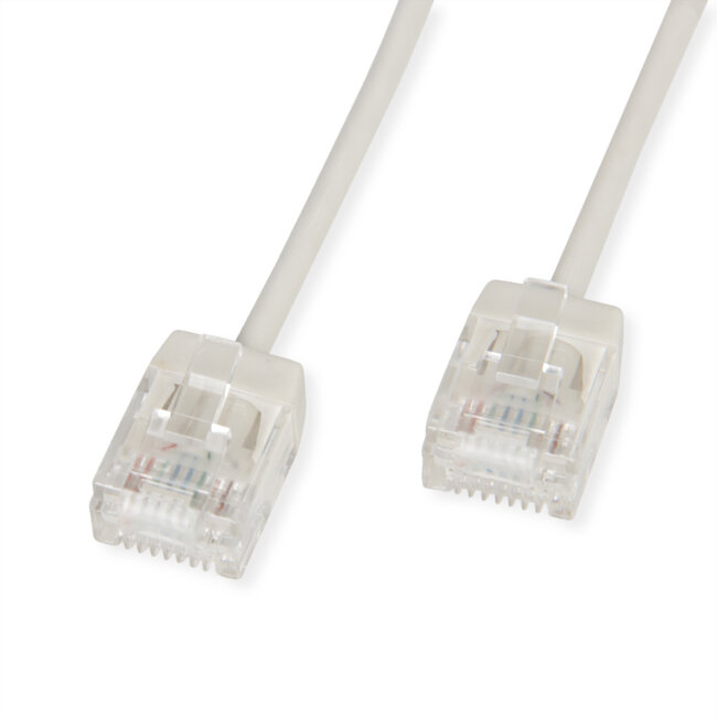 ROLINE UTP DataCenter Patchkabel Cat.6A (Class EA), LSOH, dun, extra korte stekker, grijs, 1 m