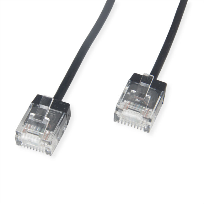 ROLINE UTP DataCenter Patchkabel Cat.6A (Class EA), LSOH, dun, extra korte stekker, zwart, 1 m