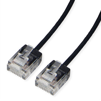 Roline ROLINE UTP DataCenter Patchkabel Cat.6A (Class EA), LSOH, dun, extra korte stekker, zwart, 1,5 m
