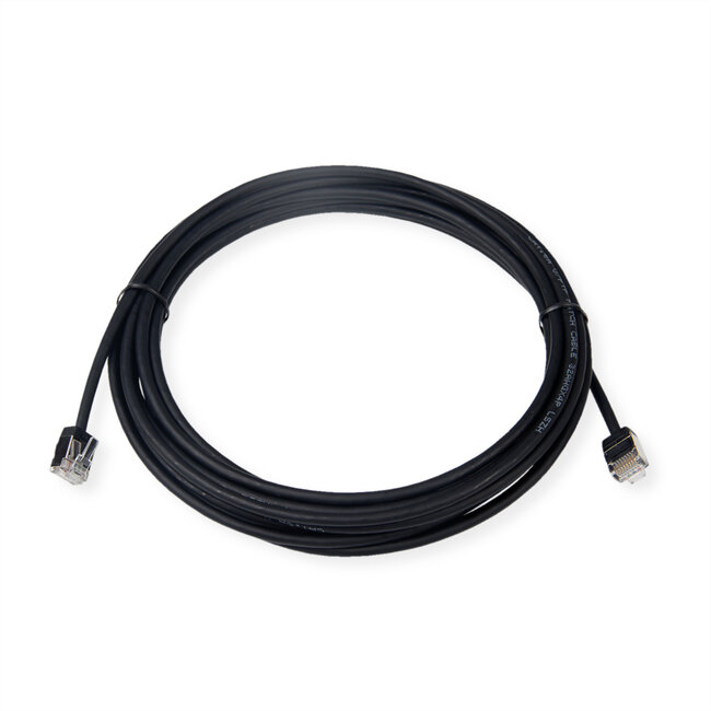 ROLINE U/FTP DataCenter Patchkabel Cat.6A (Klasse EA), LSOH, dun, extra korte stekker, zwart, 1 m