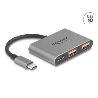 DeLOCK Delock 3 Port USB Hub 10 Gbps with USB Type-C™ to 1 x USB Type-C™ + 2 x USB Type-A