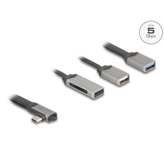 DeLOCK Delock 2 Port USB Hub including SD and Micro SD Card Reader with USB Type-C™ connector