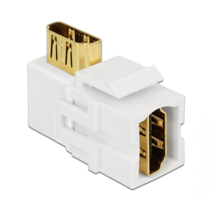 Keystone module HDMI (v) - HDMI (v) haaks - versie 2.0 (4K 60Hz) / wit