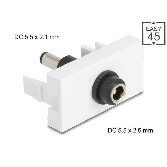 Delock Easy 45 Module DC 5.5 x 2.5 mm female to DC 5.5 x 2.1 mm male white