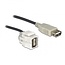 USB-A haaks (110° boven) Keystone module - USB-A (v) | USB2.0 | wit | 0,30 meter