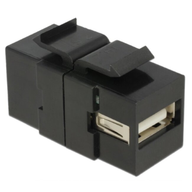 USB-A - USB-B Keystone module | dubbelzijdig | USB2.0 | zwart
