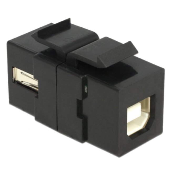USB-A - USB-B Keystone module | dubbelzijdig | USB2.0 | zwart
