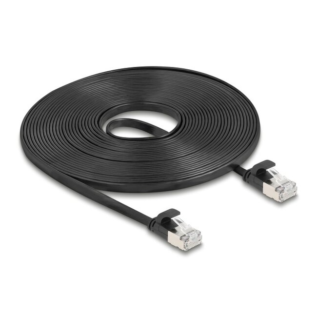 Delock RJ45 Flat Patch Cable plug to plug Cat.6A 7.5 m black