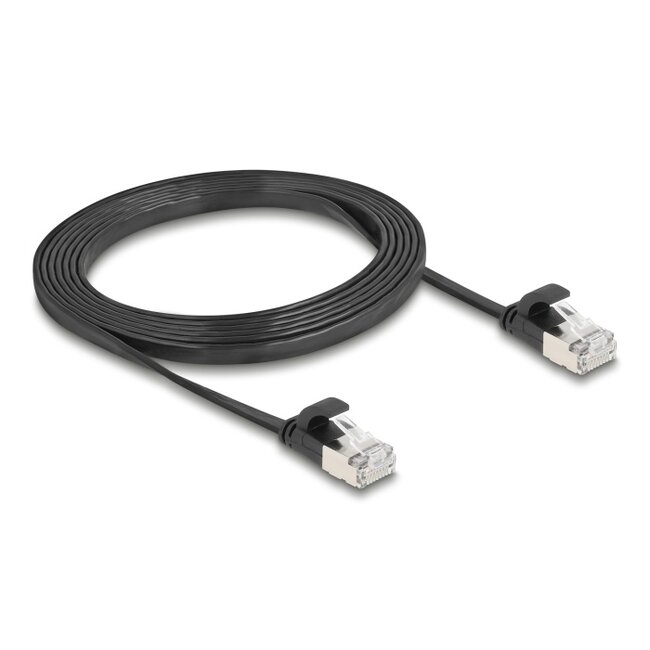 Delock RJ45 Flat Patch Cable plug to plug Cat.6A 2 m black