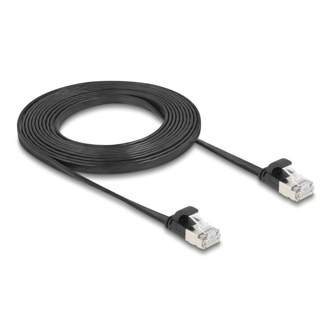 Delock RJ45 Flat Patch Cable plug to plug Cat.6A 3 m black