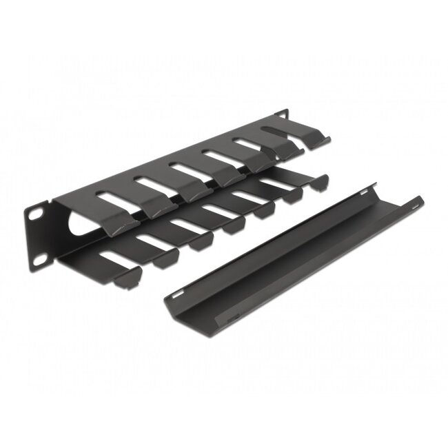 10 inch kabelrangeerkanaal | 70 mm diep | 1U | zwart