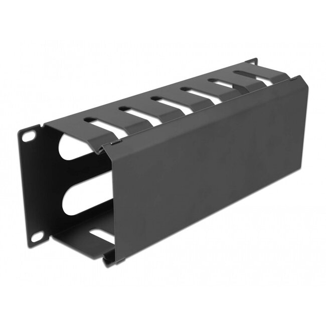 10 inch kabelrangeerkanaal | 70 mm diep | 2U | zwart