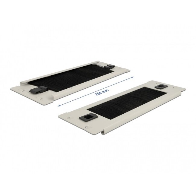 10 inch doorvoerpaneel met borstel | toolfree | 2U | grijs