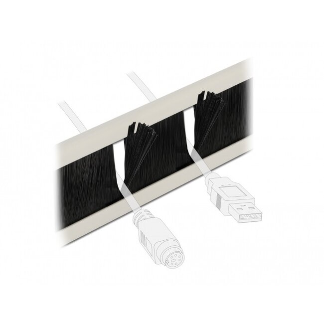 10 inch doorvoerpaneel met borstel | toolfree | 2U | grijs