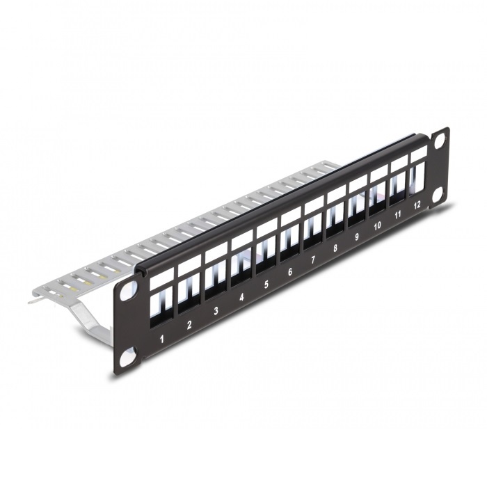 DELOCK 10"" Keystone Patchpanel 12 Port Entl.schiene 1HE zwart