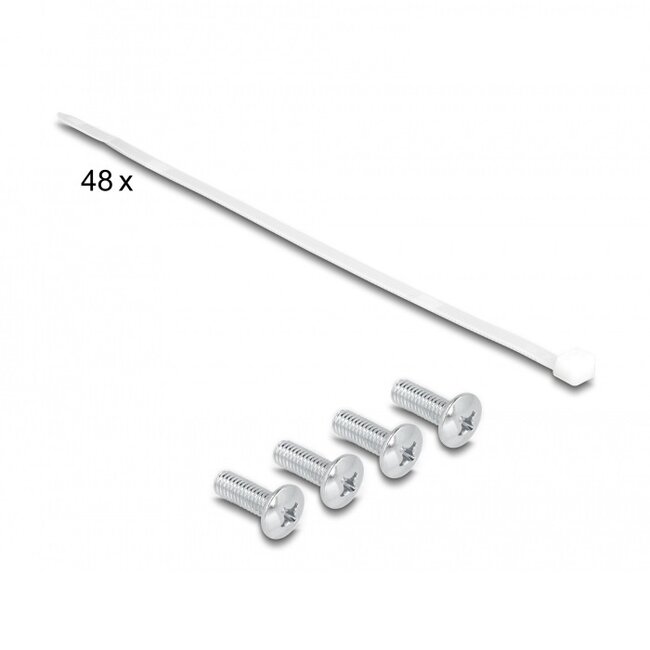 Delock 19 inch patch panel met kabelgeleiding | voor 48 Keystone modules | 2U | zwart