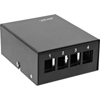 InLine InLine uitvoerdoos | voor 4 Keystone modules | bureau-/DIN-rail-montage | zwart