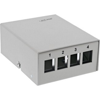 InLine InLine uitvoerdoos | voor 4 Keystone modules | bureau-/DIN-rail-montage | grijs