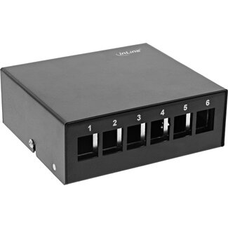 InLine InLine uitvoerdoos | voor 6 Keystone modules | bureau-/DIN-rail-montage | zwart