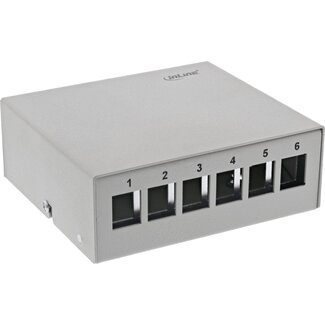 InLine InLine uitvoerdoos | voor 6 Keystone modules | bureau-/DIN-rail-montage | grijs
