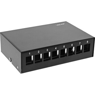InLine InLine uitvoerdoos | voor 8 Keystone modules | bureau-/DIN-rail-montage | zwart