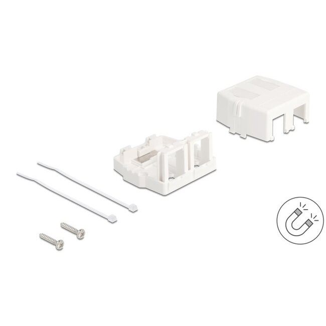 Uitvoerdoos met magnetische bodem | voor 2 Keystone modules | wit