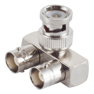 S-Impuls BNC (m) - 2x BNC (v) splitter | Y-uitvoering (haaks) | 50 Ohm