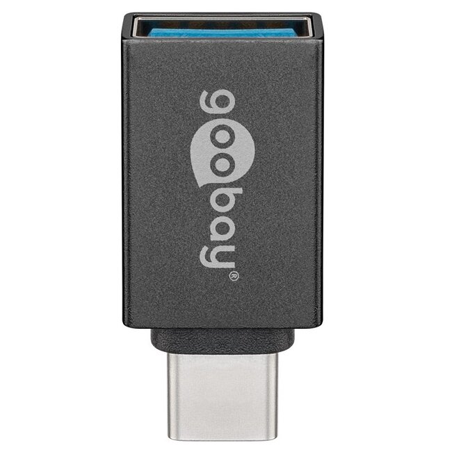 USB-C (m) - USB-A (v) adapter | compact | USB3.0 | OTG | grijs