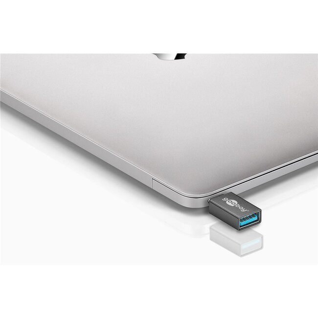 USB-C (m) - USB-A (v) adapter | compact | USB3.0 | OTG | grijs