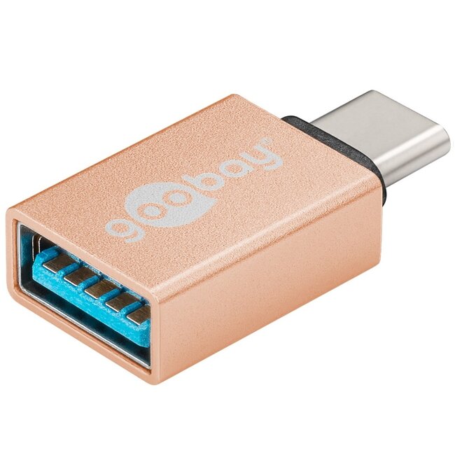 USB-C (m) - USB-A (v) adapter | compact | USB3.0 | OTG | goud
