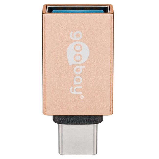 USB-C (m) - USB-A (v) adapter | compact | USB3.0 | OTG | goud