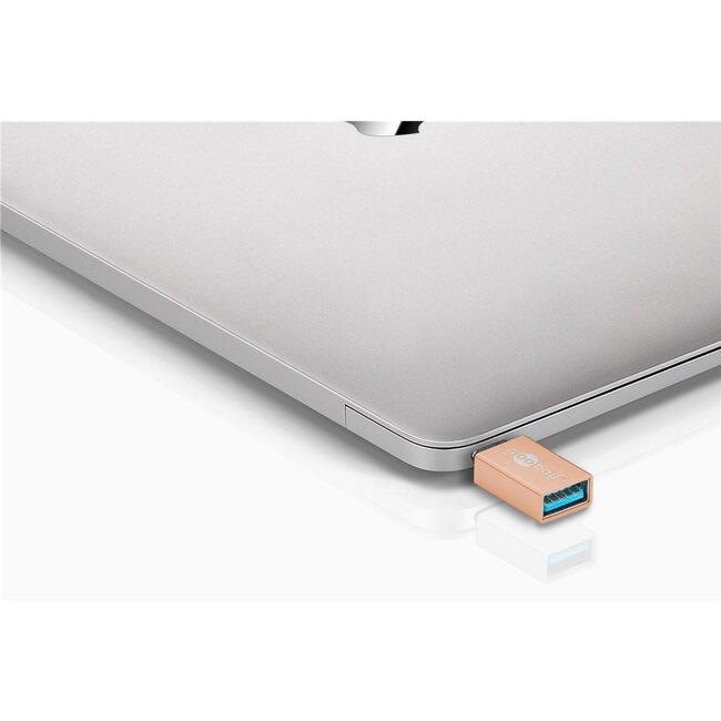 USB-C (m) - USB-A (v) adapter | compact | USB3.0 | OTG | goud